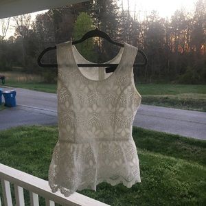 White lace peplum tank top